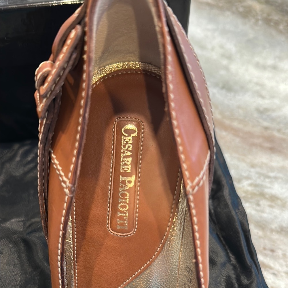 Vintage Y2K Cesare Paciotti Pointed Toe Pumps–Size 8–Brown Leather – Orig. Box - Picture 9 of 9